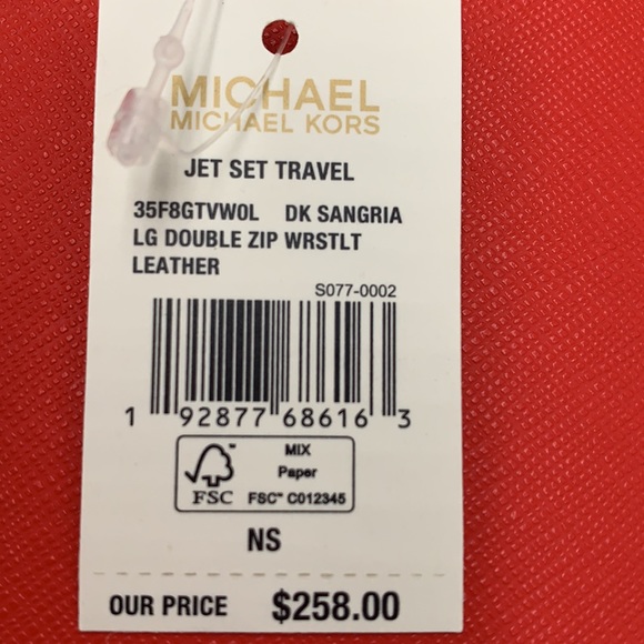 MICHAEL KORS LARGE DOUBLE ZIP WRISTLET WALLET DARK SANGRIA COLOR - Picture 8 of 13